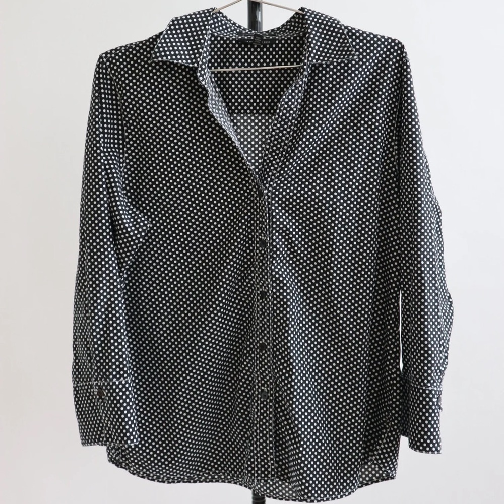 Polka dot poplin button down